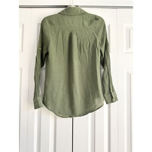 PerSeption Concept Blouse Size S Green Adjustable Long Sleeve - Picture 2 of 8